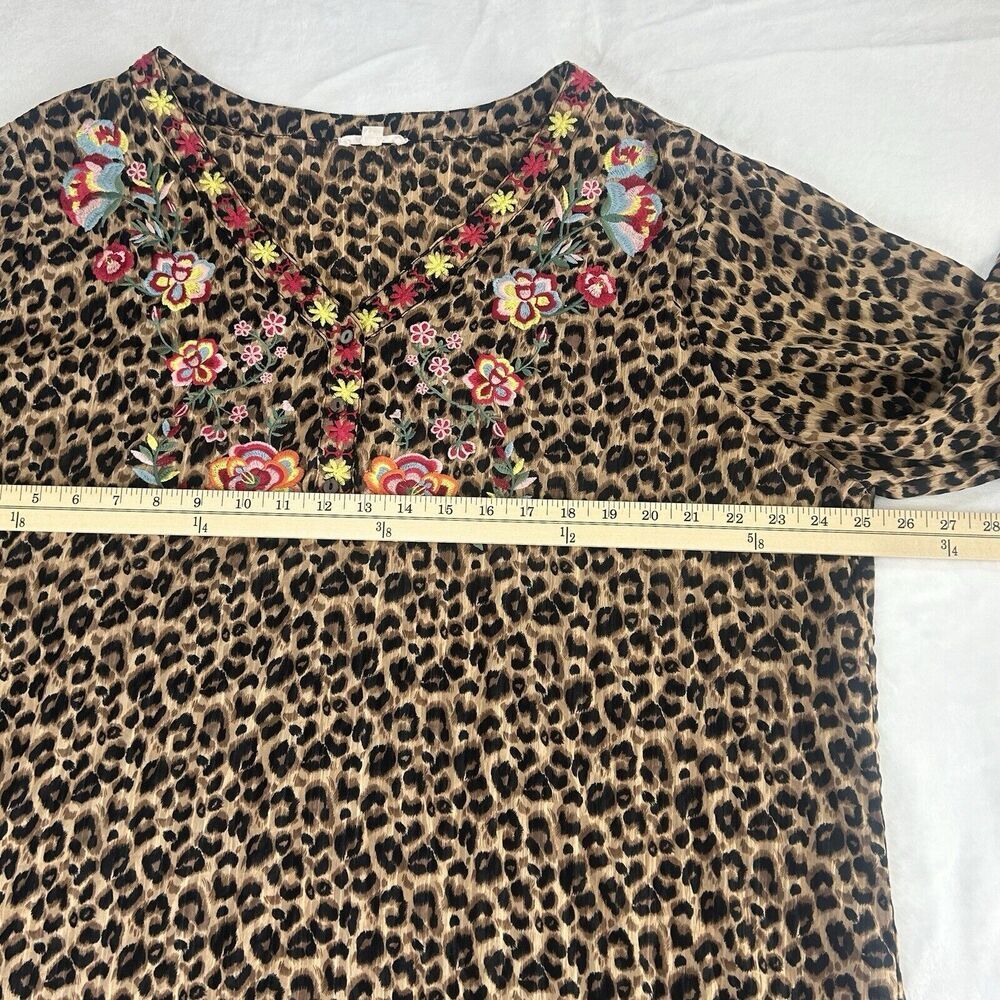 ODDY Women 3XL‎ Top Blouse Long Sleeve Animal Embroidered Peasant Boho Lagenlook - Picture 10 of 13